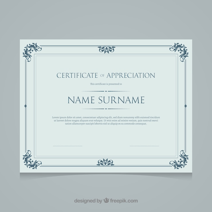 Vettore gratuito di frontiera e telaio certificato di template di sfondo design retrò vintage
