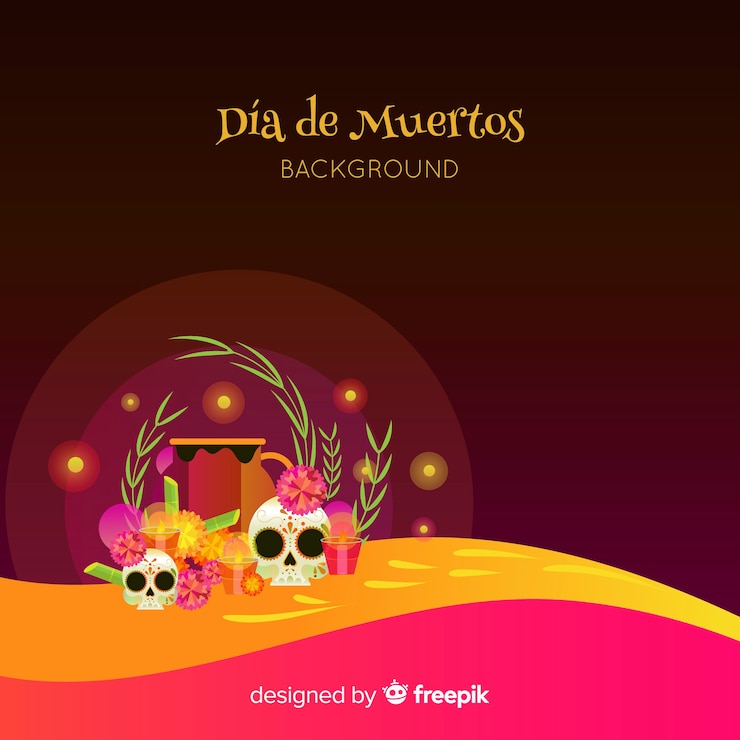 Vettore gratuito dia de muertos design di sfondo