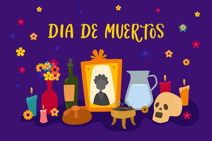 Vettore gratuito dia de muertos sfondo in design piatto