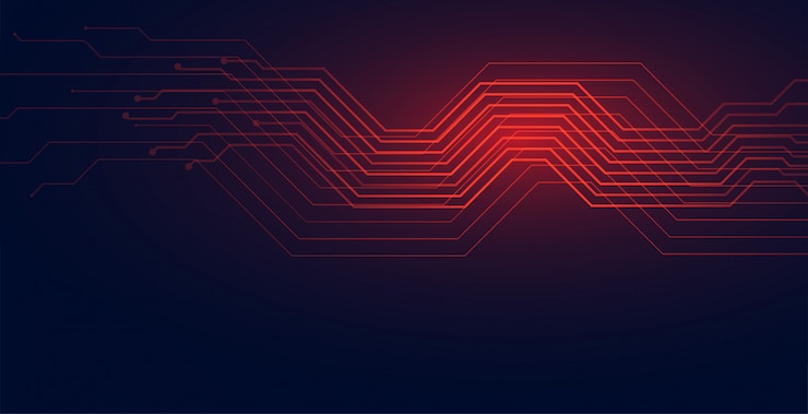 Vettore gratuito diagramma tecnologico delle linee di circuito sullo sfondo in ombra rossa