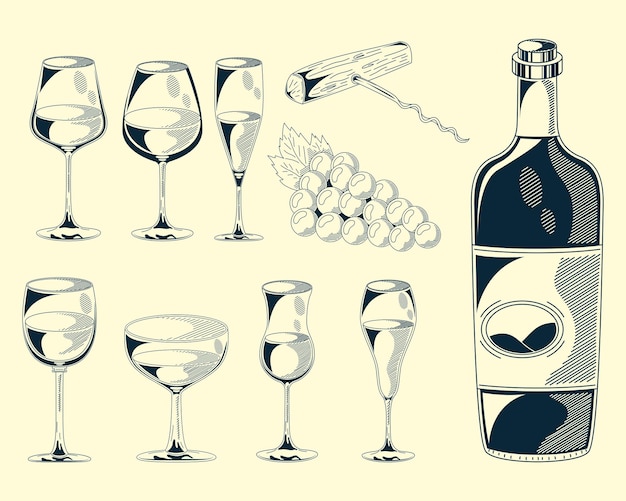 Dieci icone di bevande al vino