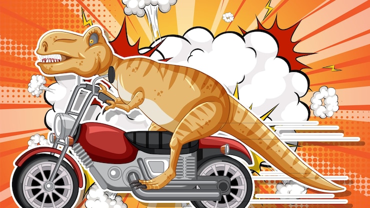 Vettore gratuito dinosauro in motocicletta