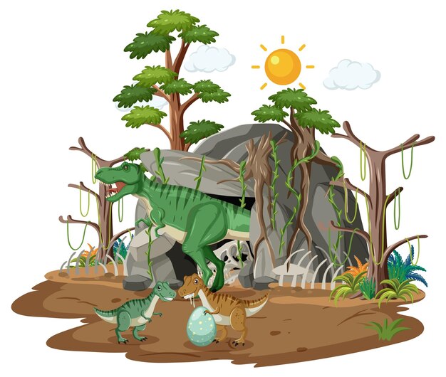 Dinosauro nella foresta isolata