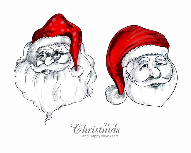 Disegnare a mano schizzo faccia di babbo natale scenografia