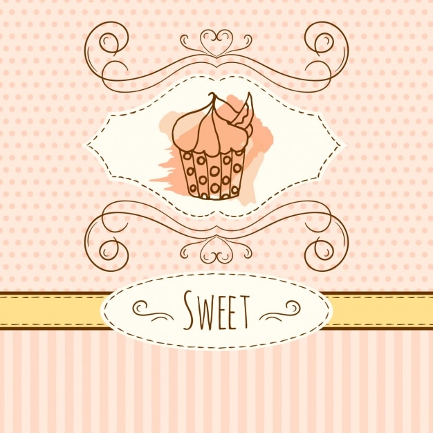 Disegnata a mano dolce sfondo Cupcake