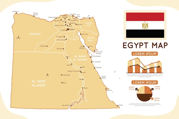 Disegnata a mano egitto mappa infografica