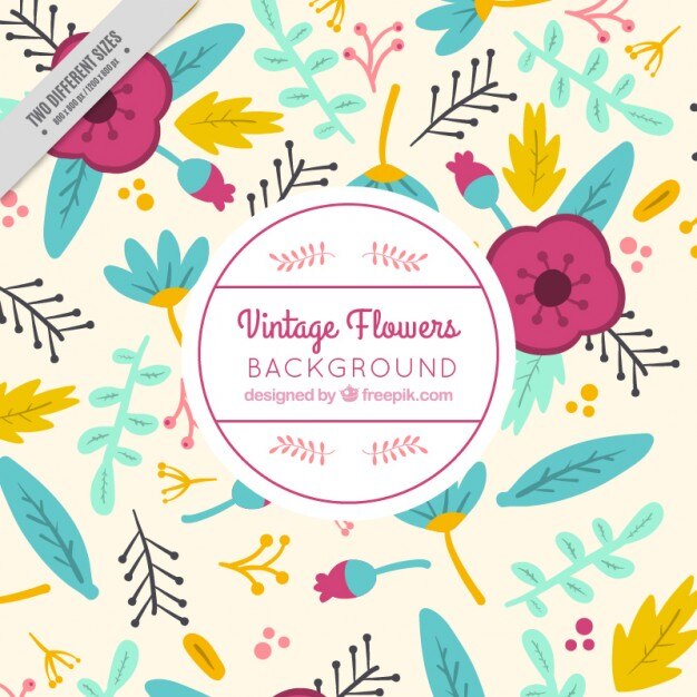 Vettore gratuito disegnata a mano fiori carino sfondo con foglie