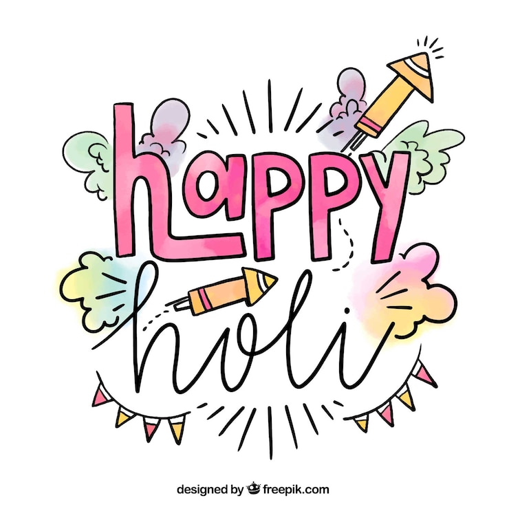 Vettore gratuito disegnata a mano holi festival sfondo