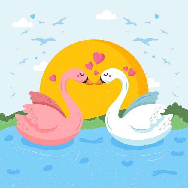 Disegnata a mano San Valentino coppia di animali