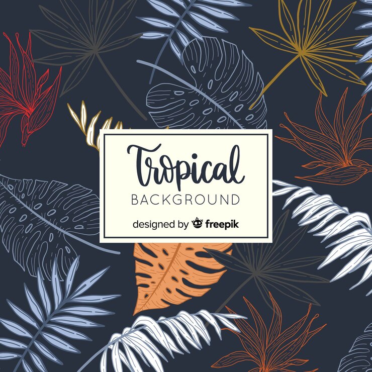 Vettore gratuito disegnata a mano sfondo tropicale
