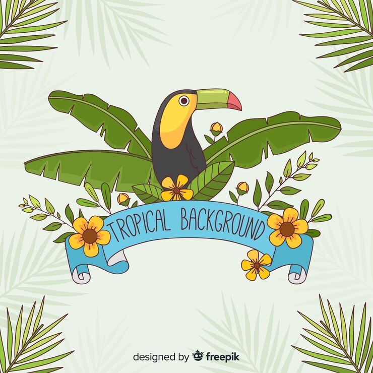 Vettore gratuito disegnata a mano sfondo tropicale