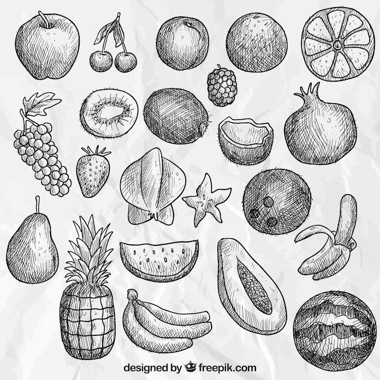 Vettore gratuito disegnate a mano frutta raccolta
