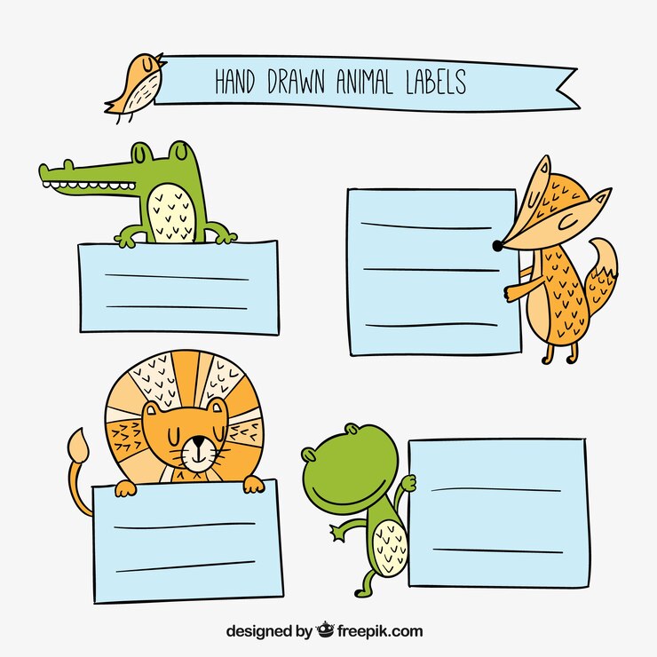 Vettore gratuito disegnati a mano animali adesivi