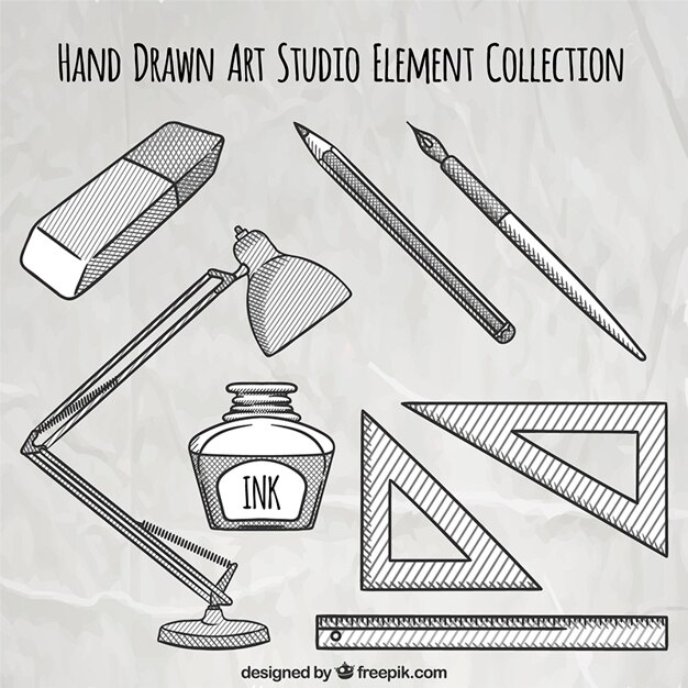 Vettore gratuito disegnati a mano elementi artistici