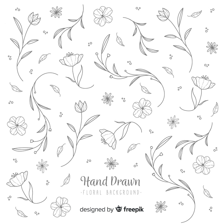 Vettore gratuito disegnati a mano sfondo floreale incolore