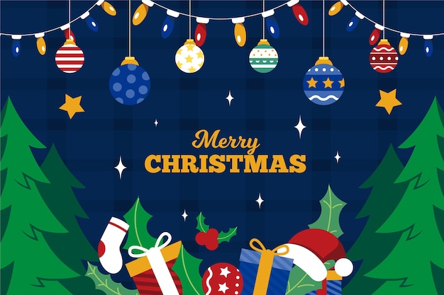 Disegnati a mano sfondo regali di Natale