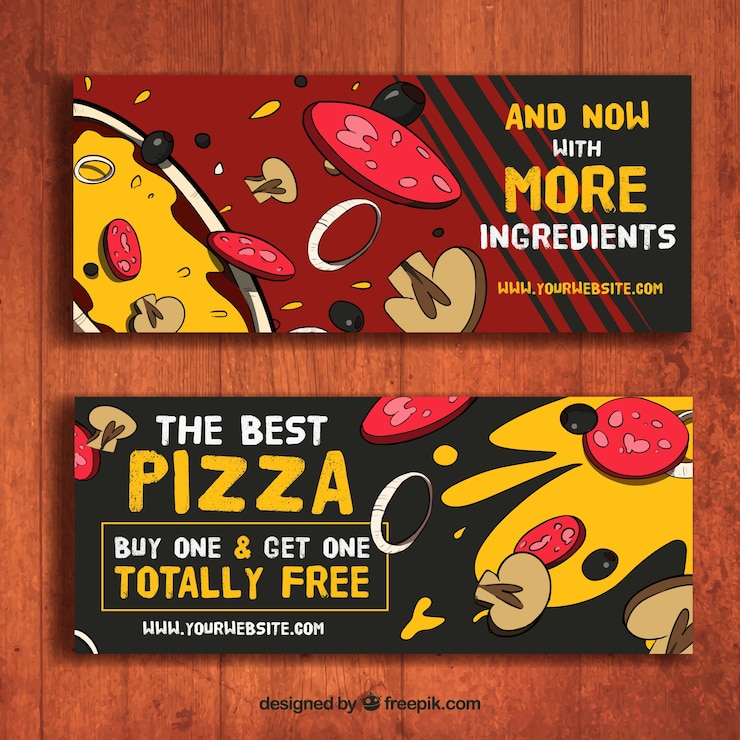 Vettore gratuito disegnati a mano striscioni pizzeria