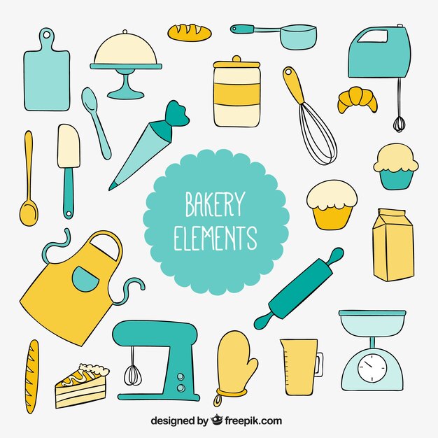 disegnati a mano utensili da cucina per panificazione