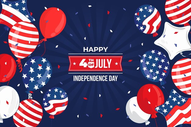 Disegnato a mano 4 luglio - sfondo di palloncini festa dell'indipendenza