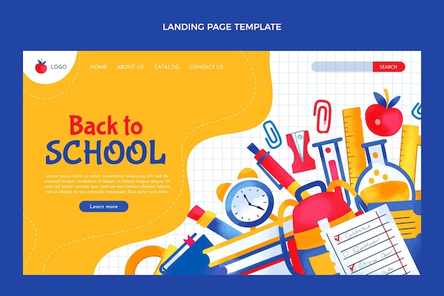 Disegnato a mano al modello della pagina di destinazione della scuola