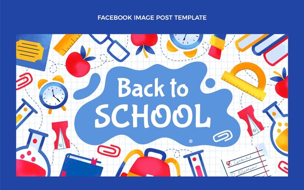 Disegnato a mano al modello di post sui social media della scuola