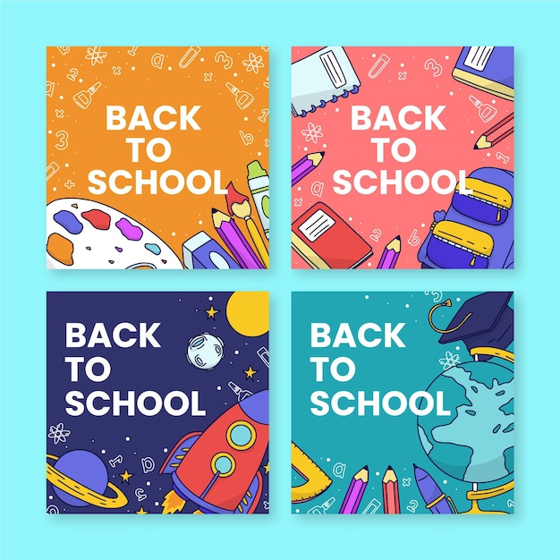 Disegnato a mano alla raccolta di post di instagram della scuola