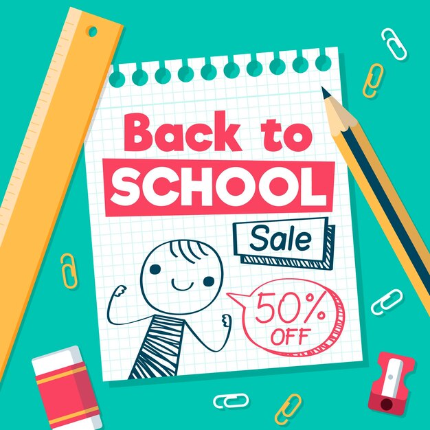 Disegnato a mano alle vendite scolastiche