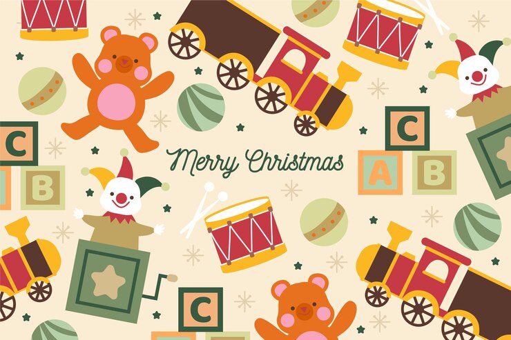 Vettore gratuito disegnato a mano del fondo dei giocattoli di natale