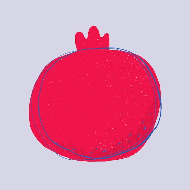 Disegnato a mano del logo del melograno di doodle di frutta
