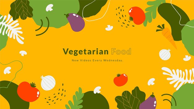 Disegnato a mano design piatto cibo vegetariano canale youtube arte