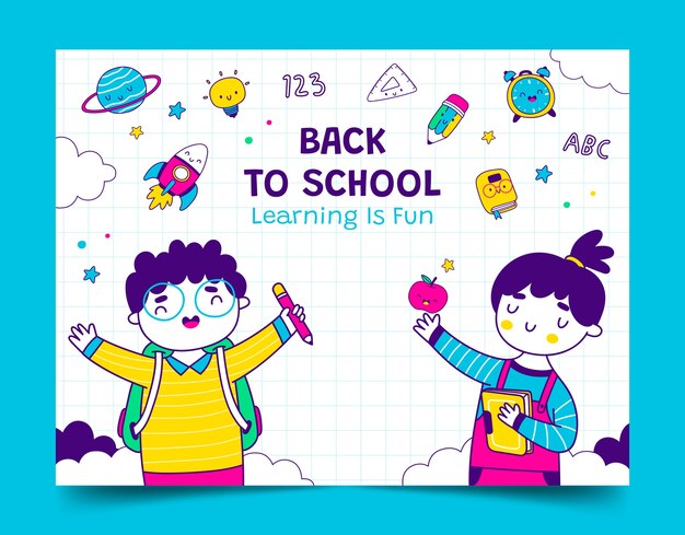Disegnato a mano di nuovo al modello di photocall della scuola