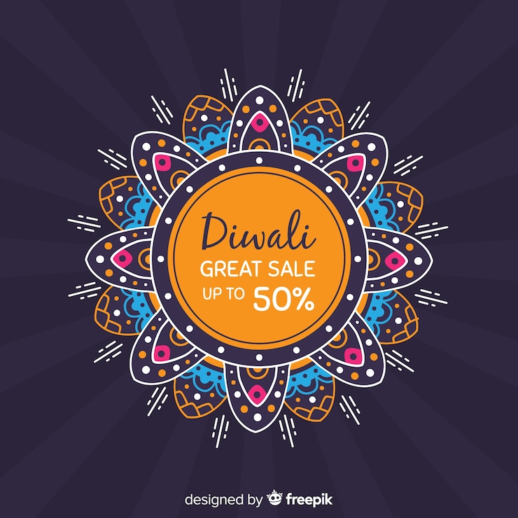Vettore gratuito disegnato a mano moderna composizione di vendita di diwali