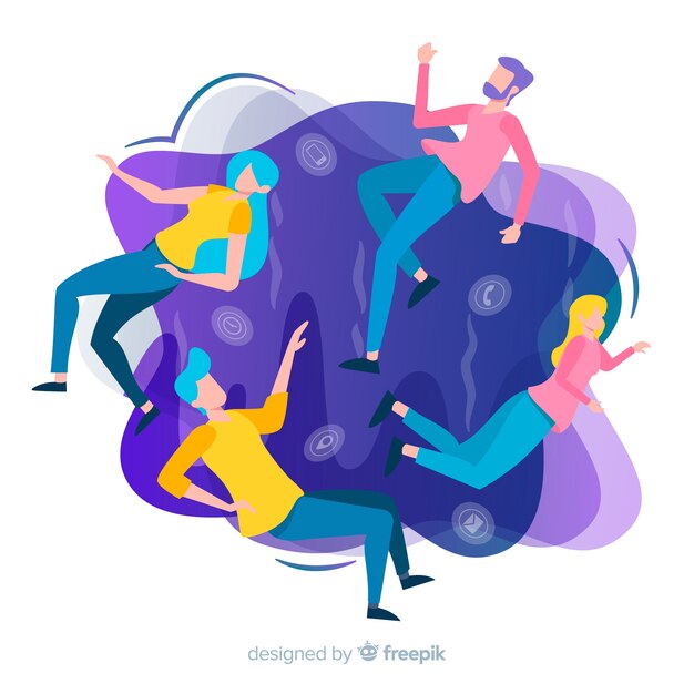 Disegnato a mano persone sfondo galleggiante