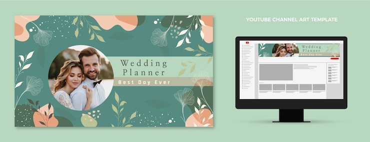 Vettore gratuito disegnato a mano piatto wedding planner canale youtube art