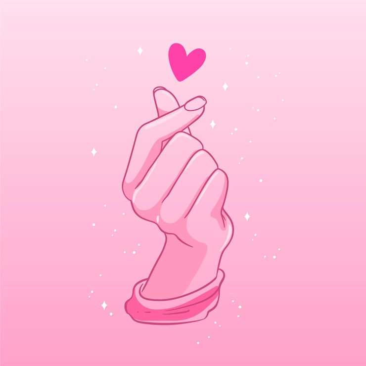 Vettore gratuito disegnato a mano stile cuore dito