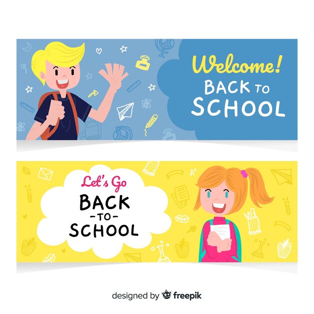 Disegnato a mano torna a banner di scuola