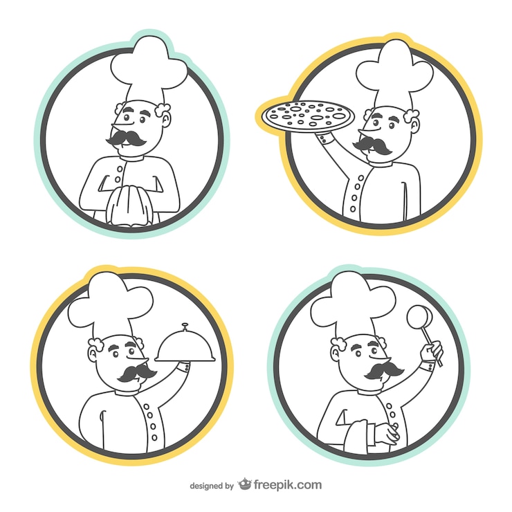 Vettore gratuito disegni chef pack