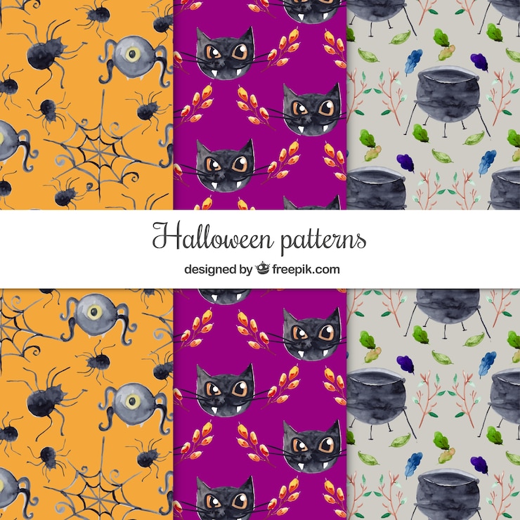 Vettore gratuito disegni di acquerello per halloween