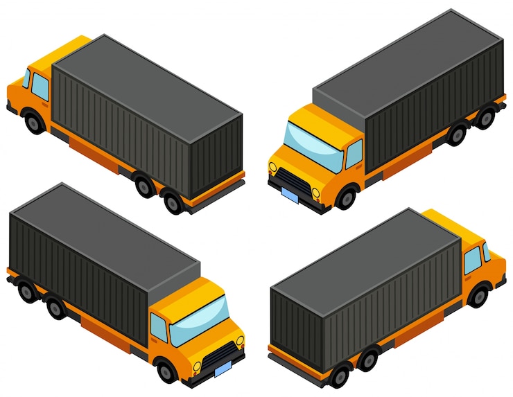 Vettore gratuito disegno 3d per camion giallo camion