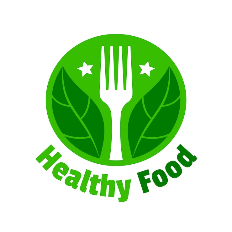 Vettore gratuito disegno a mano del logo degli alimenti salutari