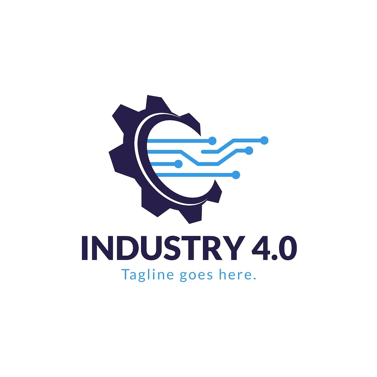 Vettore gratuito disegno a mano del logo dell'industria 4.0