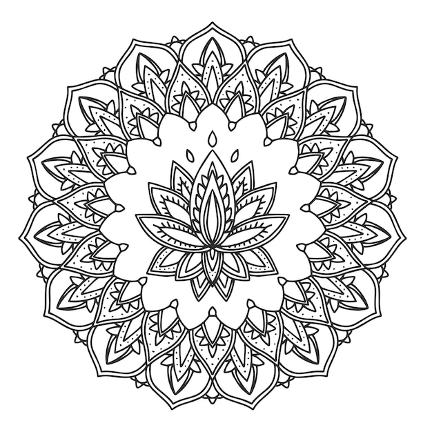 Disegno a mano di un mandala e di un fiore di loto