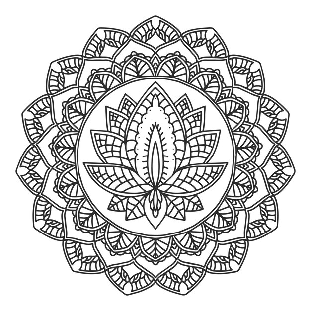 Disegno a mano di un mandala e di un fiore di loto