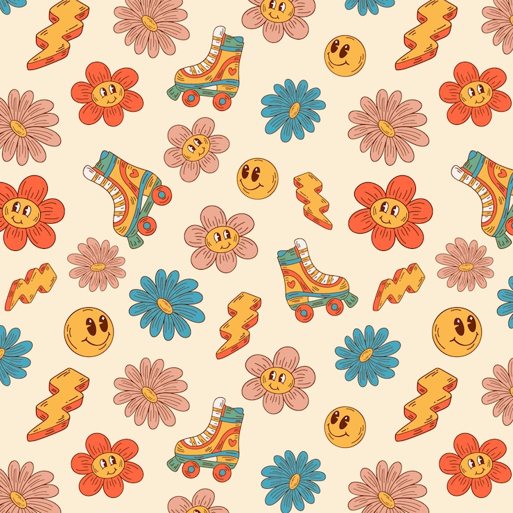 Vettore gratuito disegno a mano di un modello d'amore groovy
