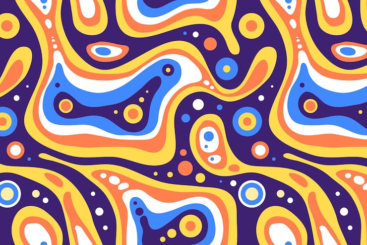 Vettore gratuito disegno a mano di un modello psichedelico piatto e groovy