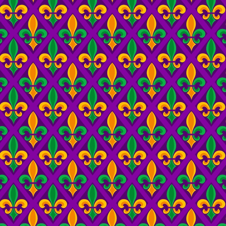 Vettore gratuito disegno a pattern piatto per il festival del mardi gras