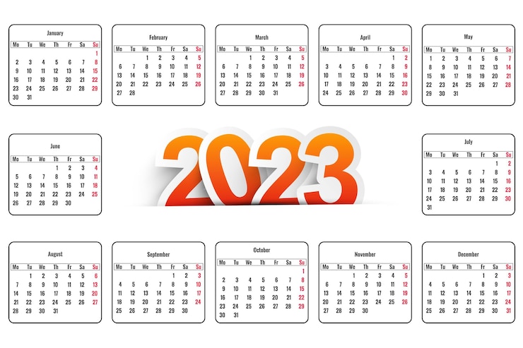 Vettore gratuito disegno astratto del modello del calendario 2023