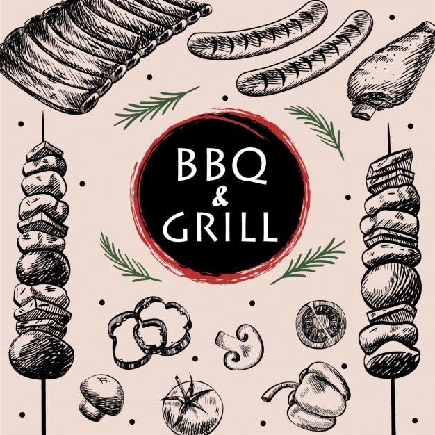 Vettore gratuito disegno barbecue sfondo