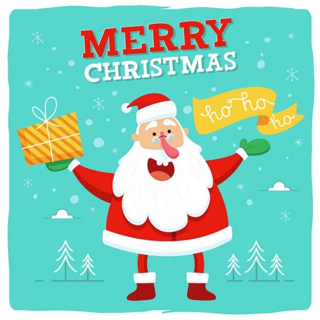 disegno biglietto di auguri di Buon Natale con Babbo Natale