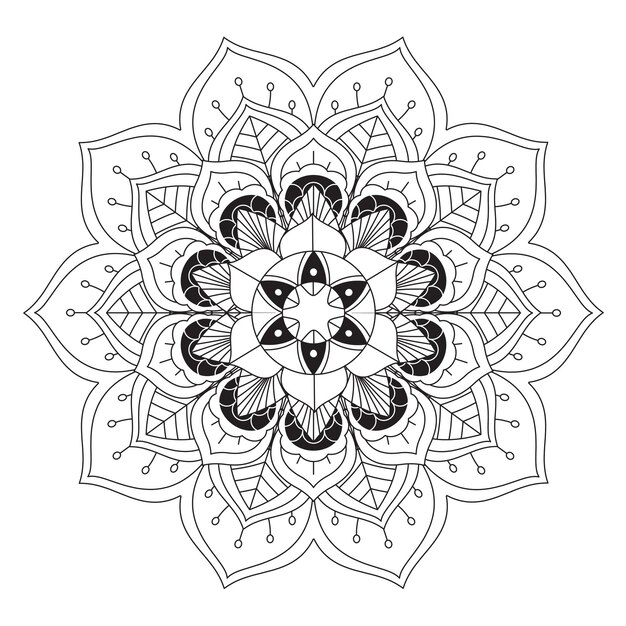 Disegno decorativo di mandala in bianco e nero